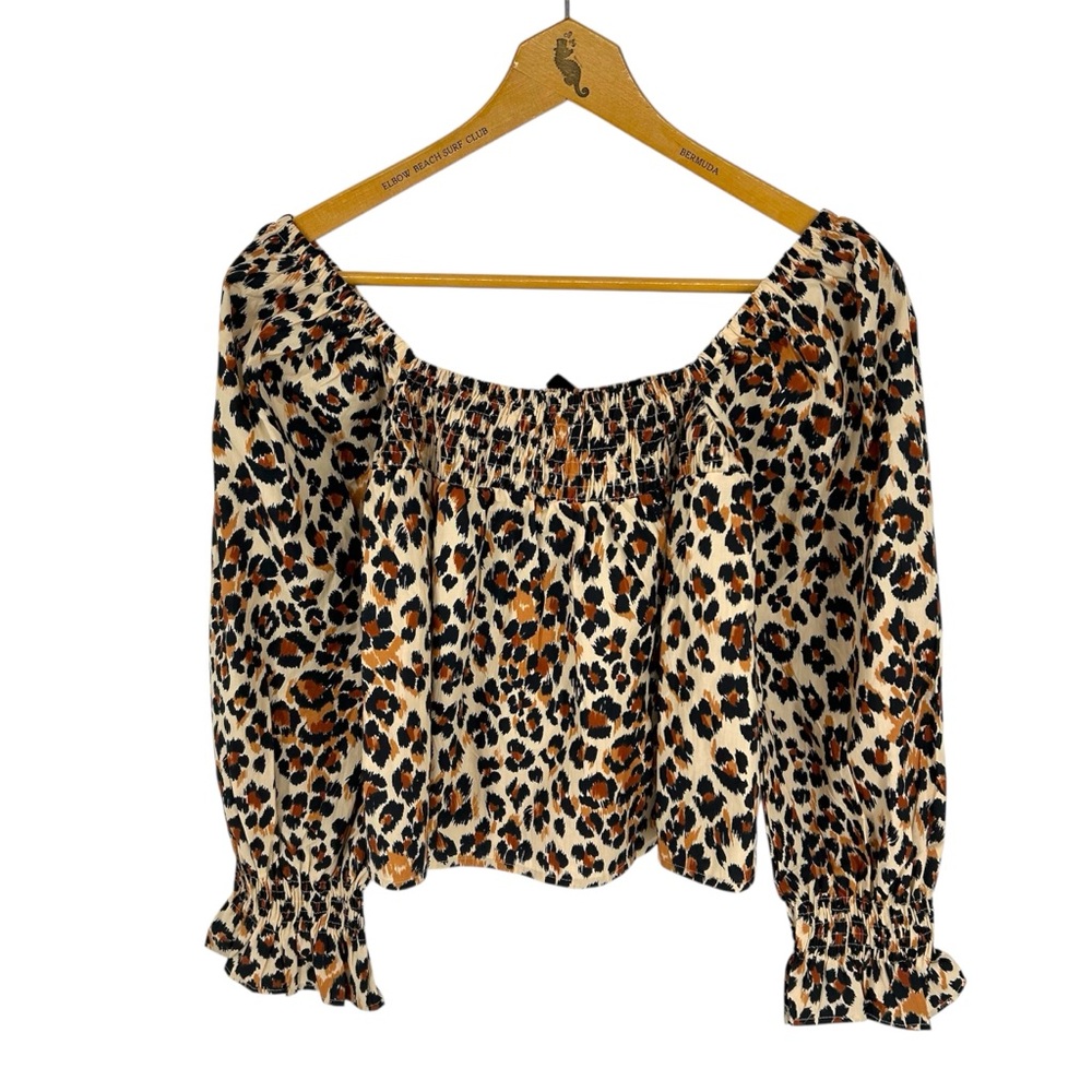 NWT Anthro x Mille Leopard Print Long Sleeve Jessie Top Size XS - Picture 8 of 11